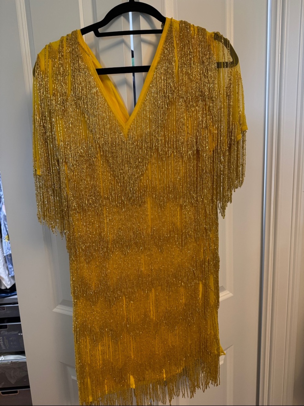 ASOS Design mini dress - short sleeve in all over fringe